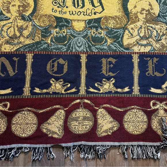 Vintage Christmas Tapestry Afghan Throw Blanket Joy To The World Noel 44x54 - Picture 6 of 15